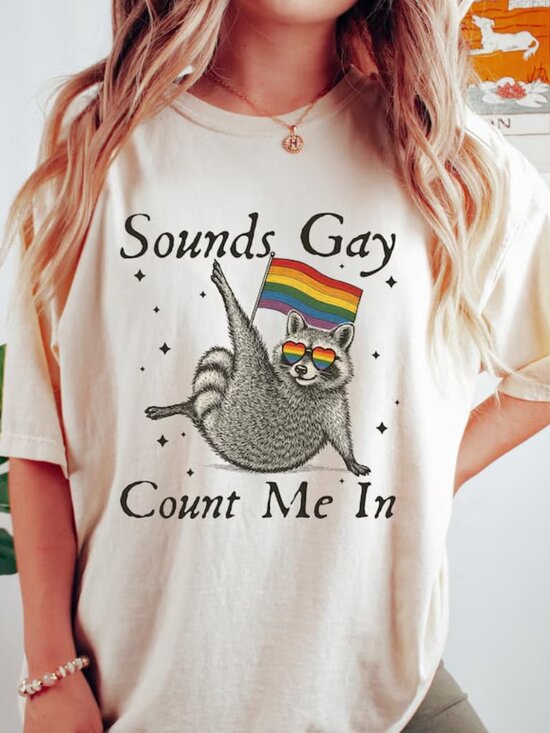 Tops - Retro Raccoon Pride Month T-shirt, LGBTQ Shirt, Cute Gay Shirt